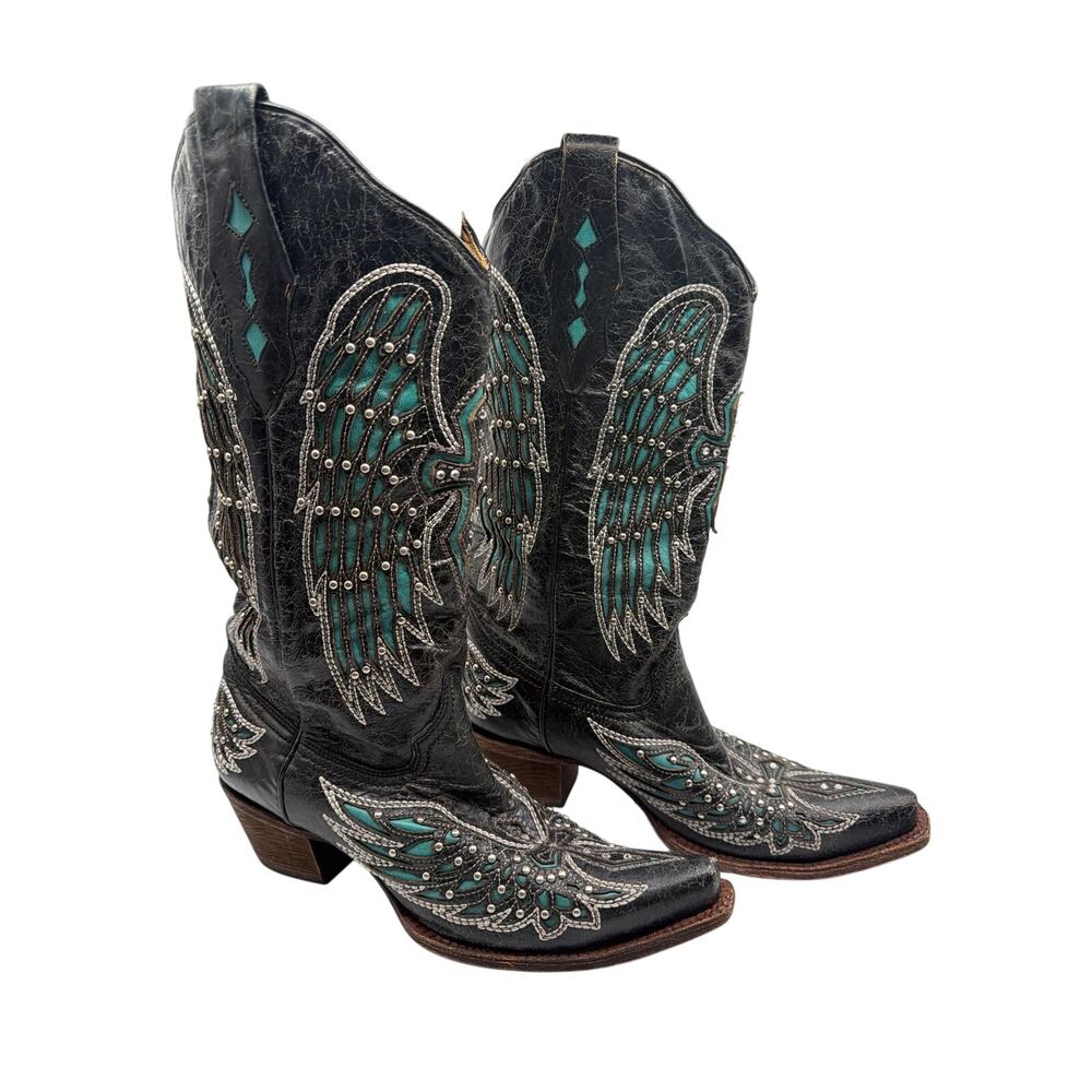 ⭐️ Women’s Corral Crystal Cross Embellished Western Cowboy Boots Size 9 Country